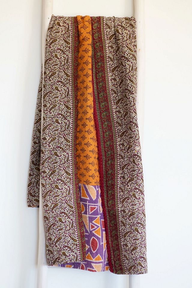 Roan Iris One-of-a-kind Kantha Quilted Throw Blanket No. 07295 #1