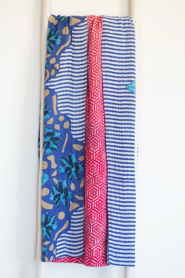 Roan Iris One-of-a-kind Kantha Quilted Throw Blanket No. 07301 #1
