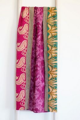 Roan Iris One-of-a-kind Kantha Quilted Throw Blanket No. 07313