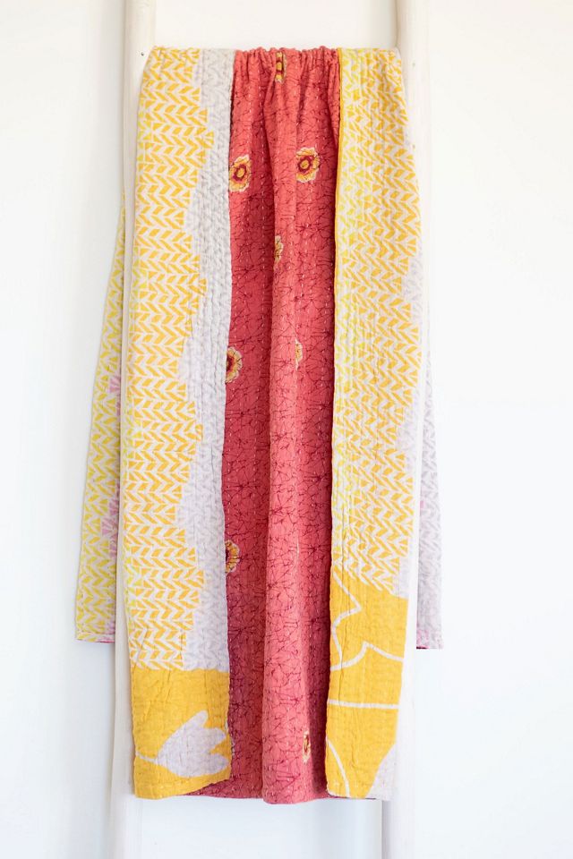Roan Iris One-of-a-kind Kantha Quilted Throw Blanket No. 07319 #1