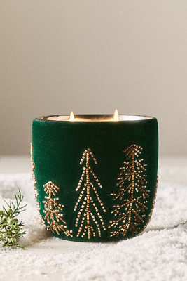 Anthropologie Velvet Forest Woody Juniper & Cedar Glass Candle