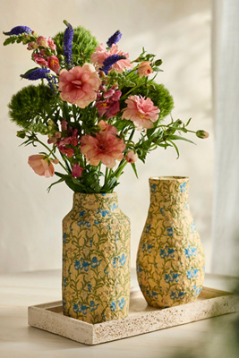 Patterned Papier Mache Vase, Floral