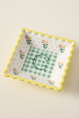 Georgia Monogram Stoneware Trinket Dish
