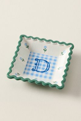 Georgia Monogram Stoneware Trinket Dish