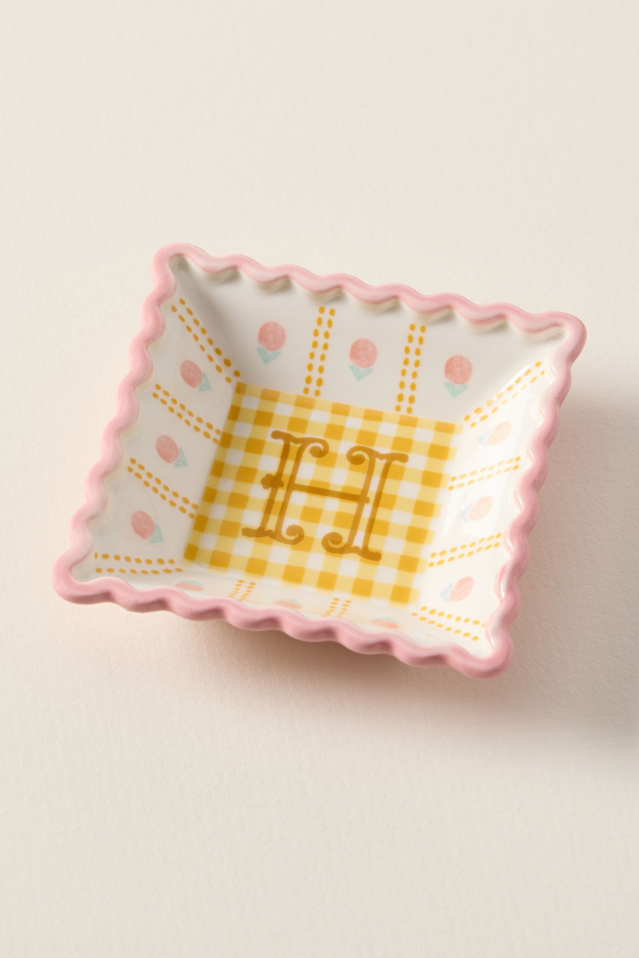 Georgia Monogram Stoneware Trinket Dish - H, Standard, One Size