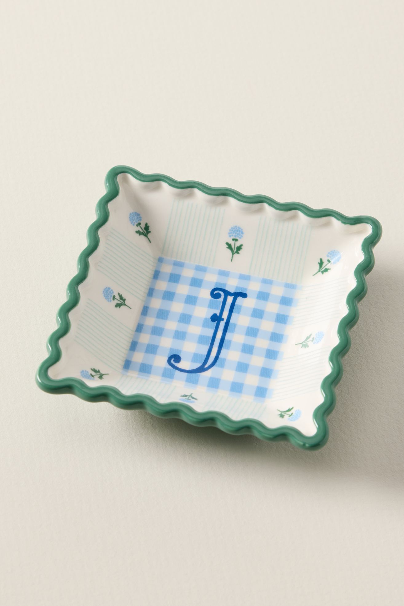 Georgia Monogram Stoneware Trinket Dish - J, Standard, One Size
