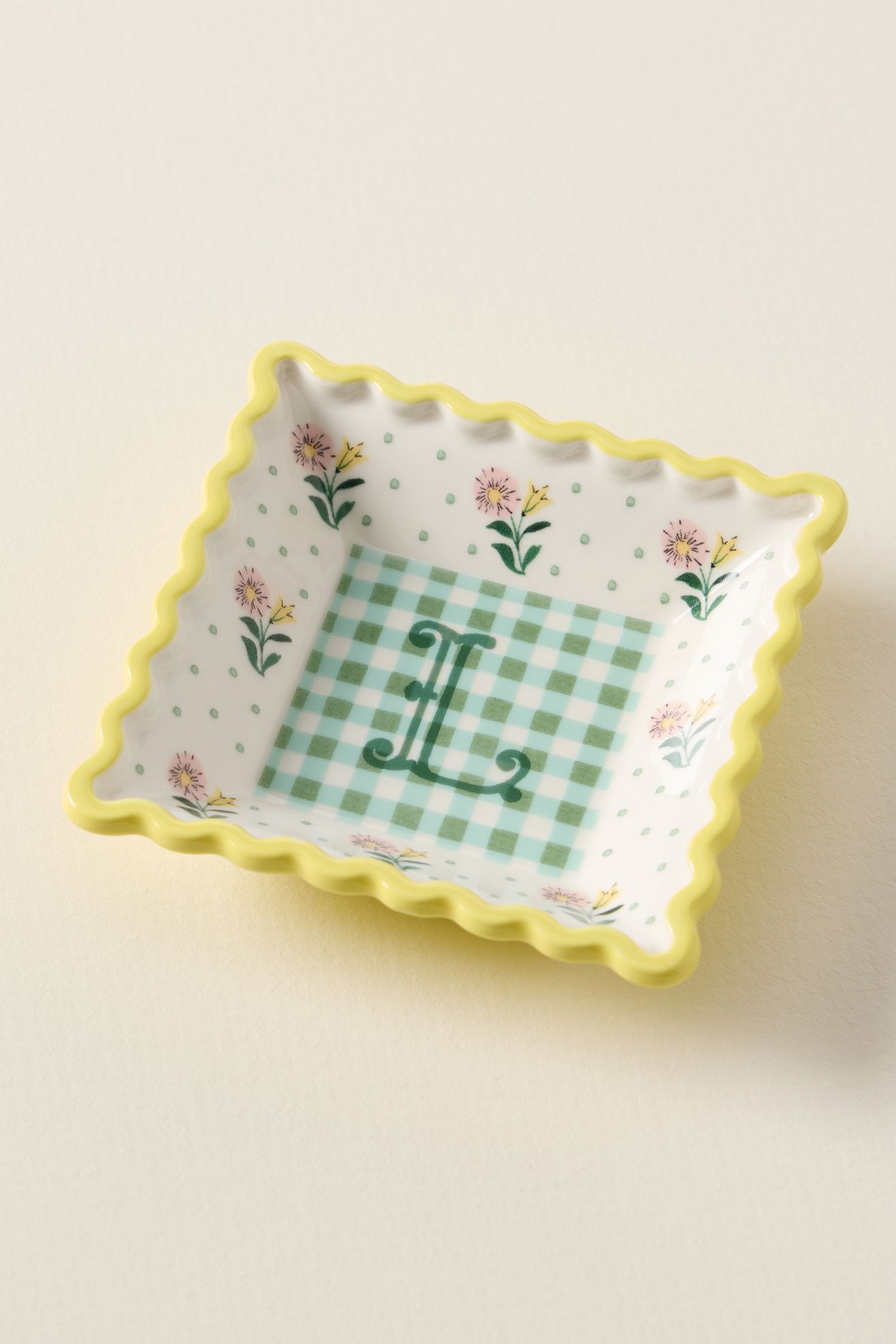 Georgia Monogram Stoneware Trinket Dish - L, One Size