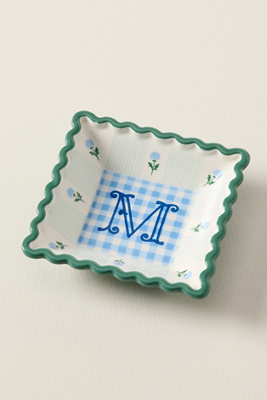 Georgia Monogram Stoneware Trinket Dish