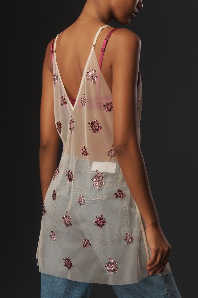 By Anthropologie Sheer Rhinestone Tunic #1