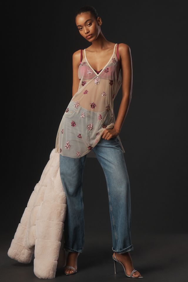 By Anthropologie Sheer Rhinestone Tunic #2