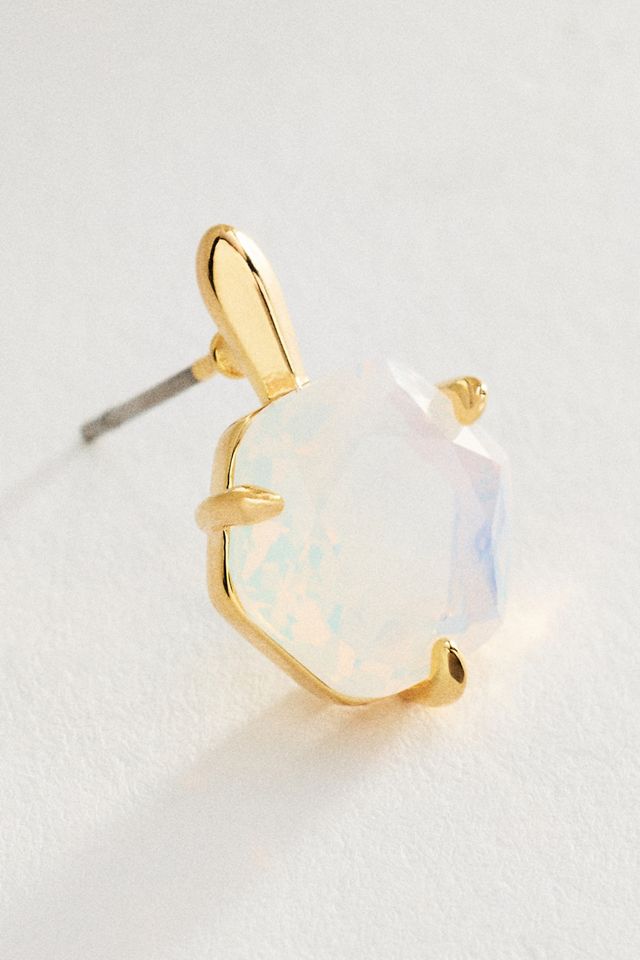 Hexagon Stone Post Earrings #1