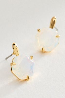 Hexagon Stone Post Earrings