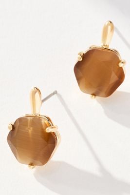 Hexagon Stone Post Earrings