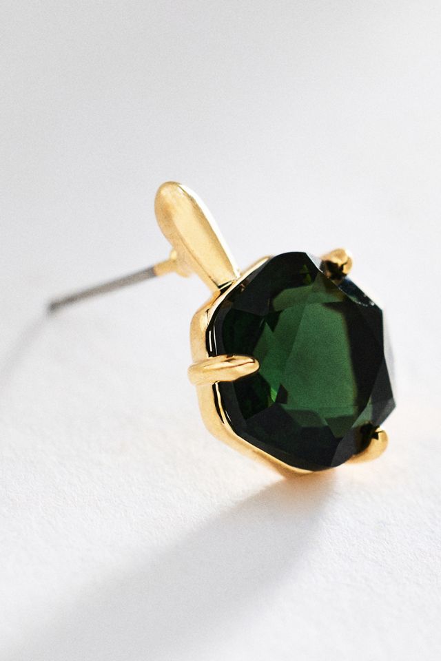 Hexagon Stone Post Earrings #1
