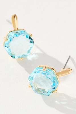 By Anthropologie Hexagon Stone Post Earrings In Blue