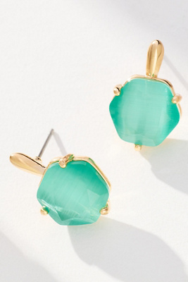 By Anthropologie Hexagon Stone Post Earrings In Blue