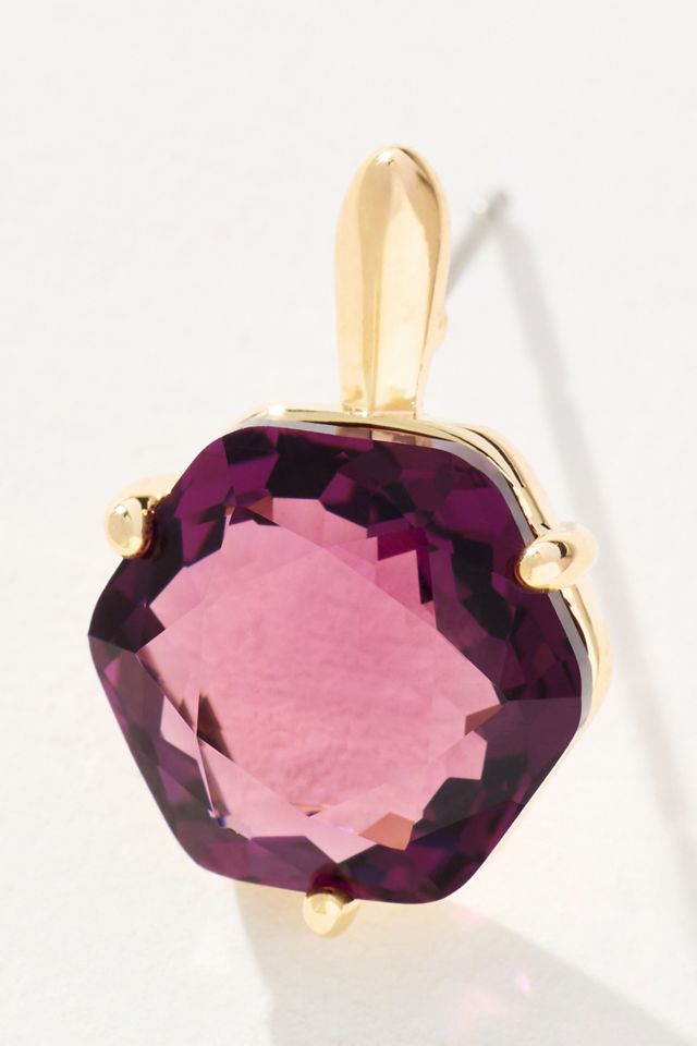 Hexagon Stone Post Earrings #2