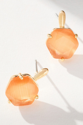 By Anthropologie Hexagon Stone Post Earrings In Brown