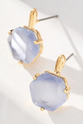 By Anthropologie Hexagon Stone Post Earrings In Blue