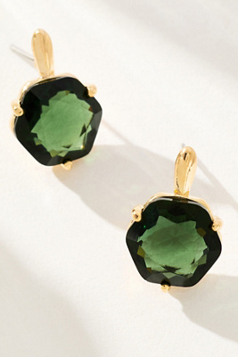 By Anthropologie Hexagon Stone Post Earrings In Green