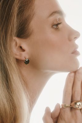 Hexagon Stone Post Earrings