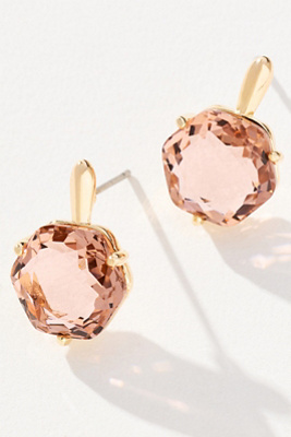 By Anthropologie Hexagon Stone Post Earrings In Pink