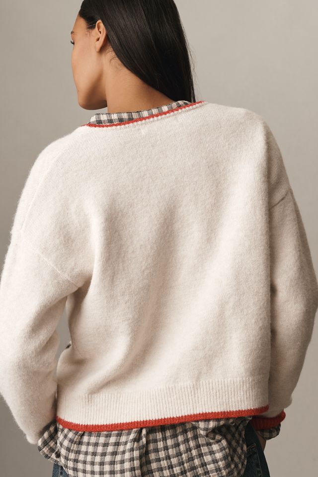 Flat White Skier Icon Cardigan Sweater #2