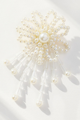 By Anthropologie Pearl Floral Brooch In White
