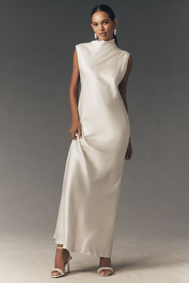 Satin Column Knot Maxi Dress
