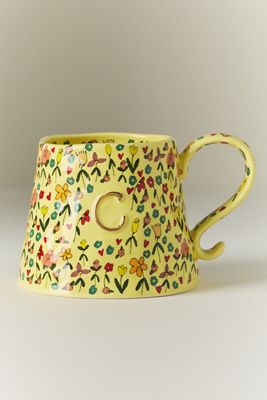 The Mud Fairy Stoneware 24k Gold Accent Monogram Mug