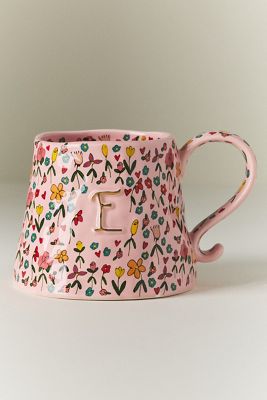 The Mud Fairy Stoneware 24k Gold Accent Monogram Mug