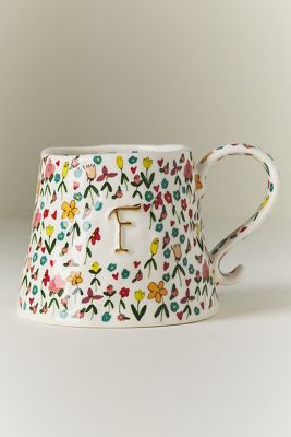 The Mud Fairy Stoneware 24k Gold Accent Monogram Mug
