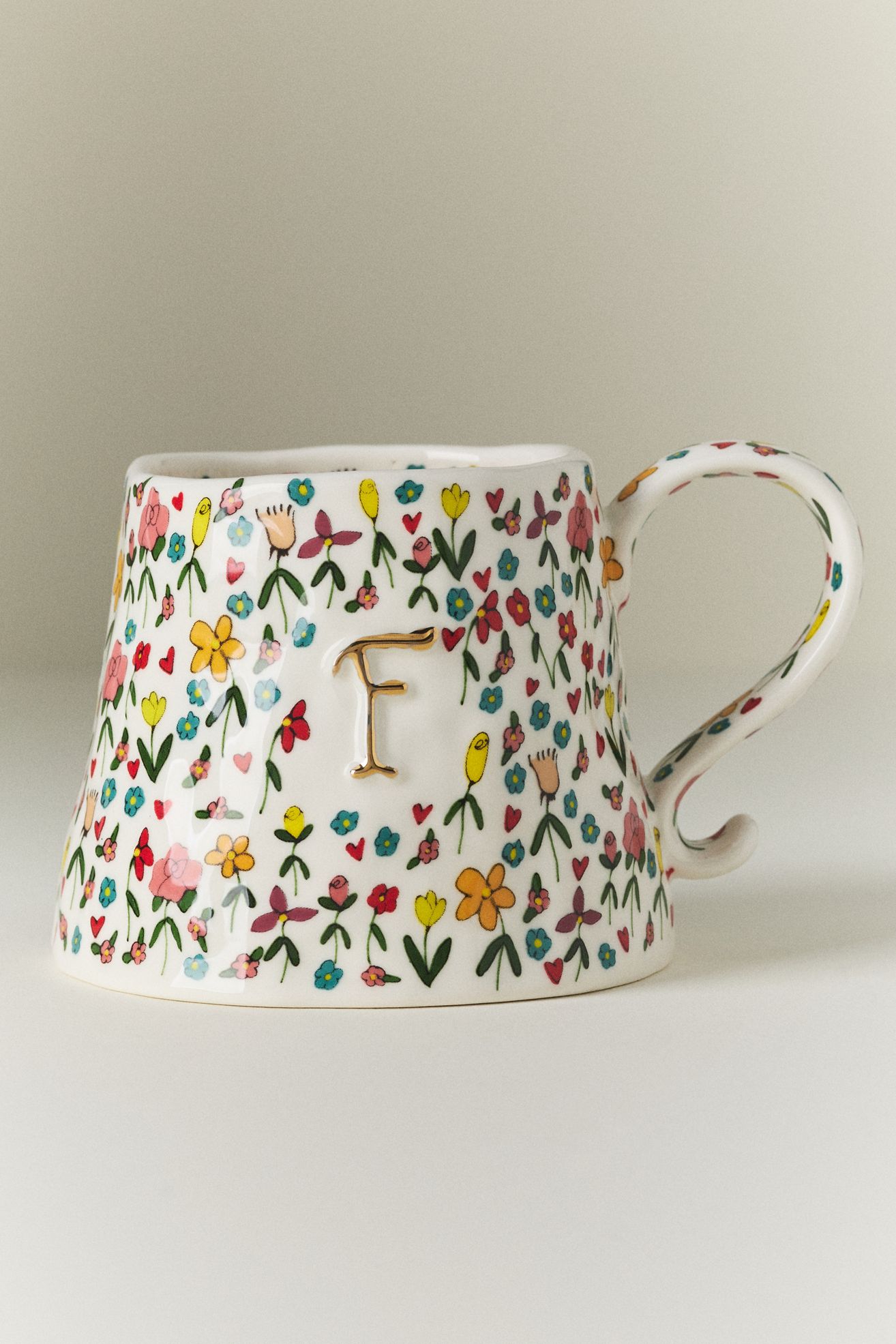 The Mud Fairy Stoneware Monogram Mug - F, Standard, One Size