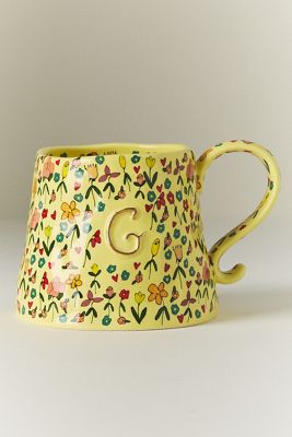 The Mud Fairy Stoneware 24k Gold Accent Monogram Mug