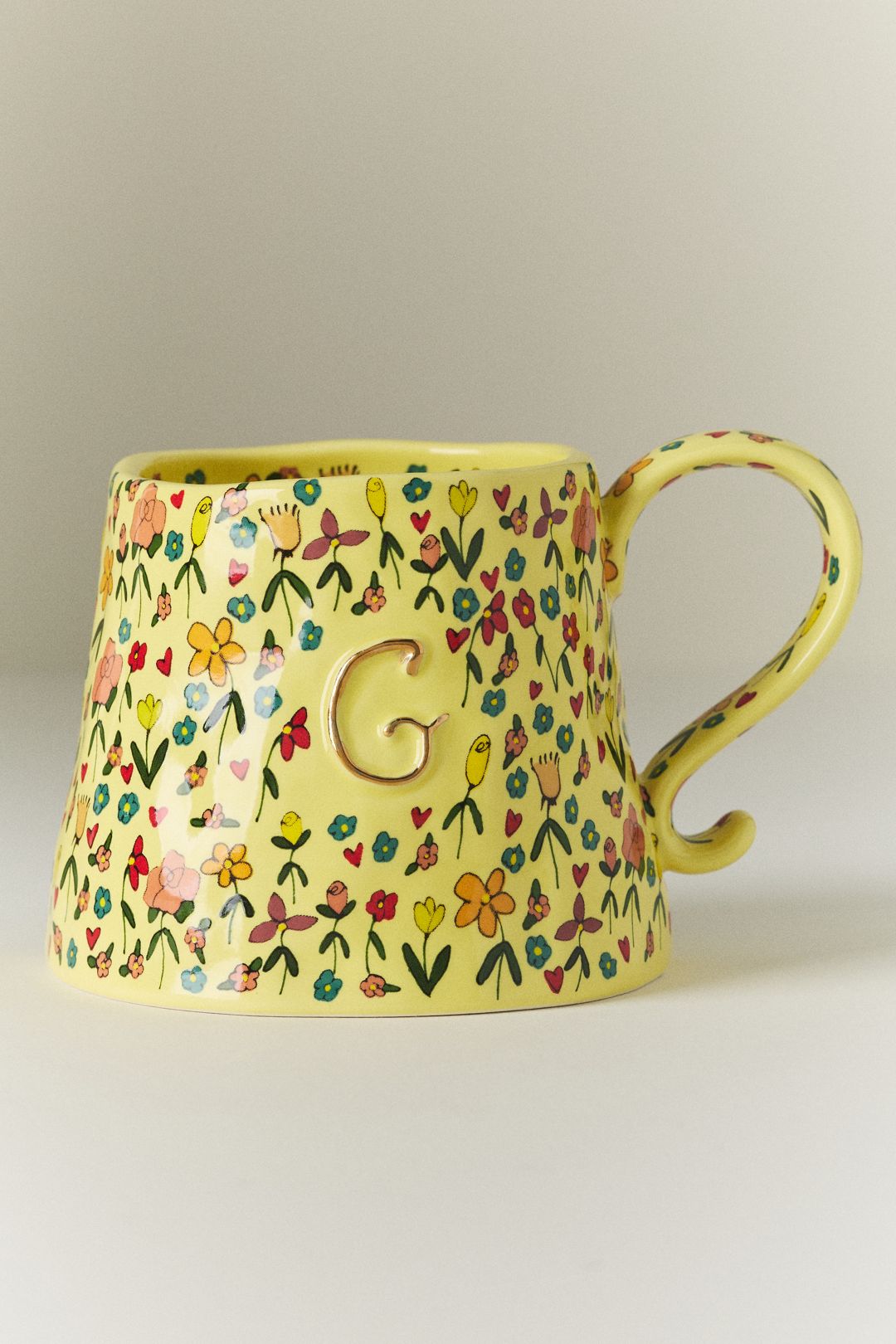 The Mud Fairy Stoneware 24k Gold Accent Monogram Mug - G, One Size
