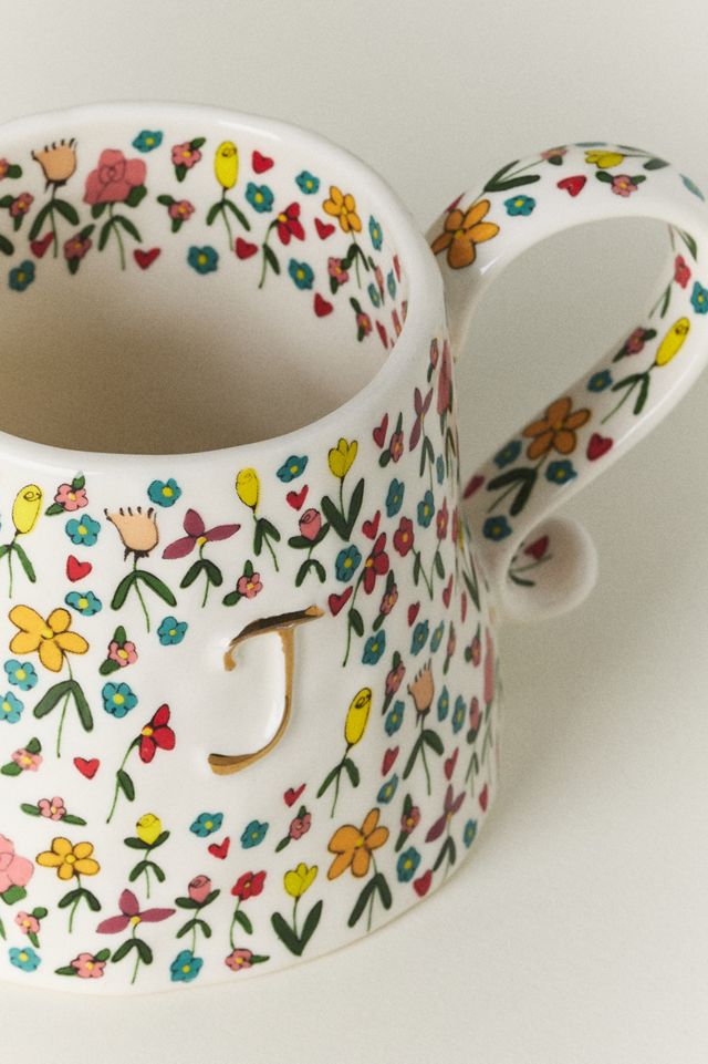 The Mud Fairy Stoneware 24k Gold Accent Monogram Mug #1