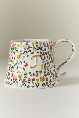 The Mud Fairy Stoneware 24k Gold Accent Monogram Mug