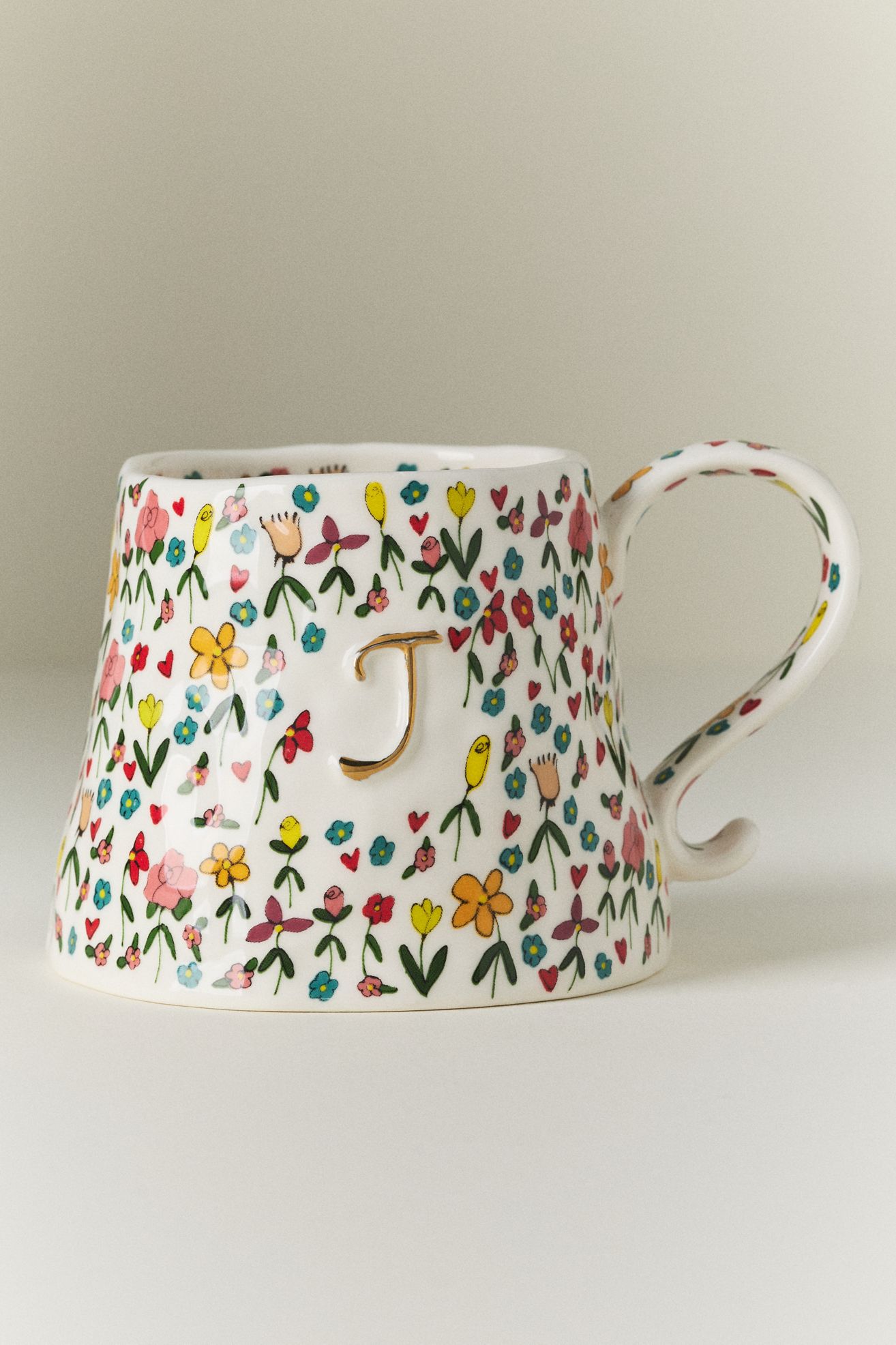 The Mud Fairy Stoneware Monogram Mug - J, Standard, One Size