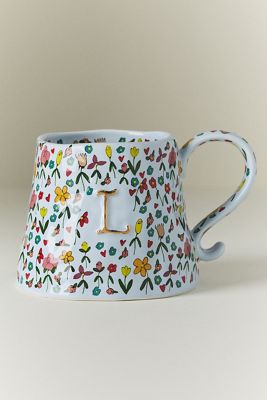 The Mud Fairy Stoneware 24k Gold Accent Monogram Mug