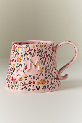 The Mud Fairy Stoneware 24k Gold Accent Monogram Mug
