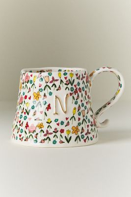 The Mud Fairy Stoneware 24k Gold Accent Monogram Mug