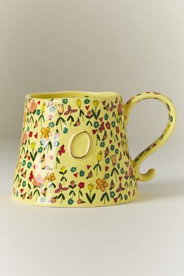 The Mud Fairy Stoneware 24k Gold Accent Monogram Mug