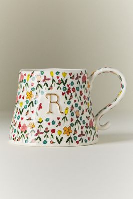 The Mud Fairy Stoneware 24k Gold Accent Monogram Mug
