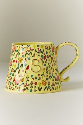 The Mud Fairy Stoneware 24k Gold Accent Monogram Mug