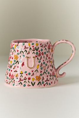 The Mud Fairy Stoneware 24k Gold Accent Monogram Mug
