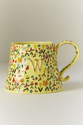 The Mud Fairy Stoneware 24k Gold Accent Monogram Mug