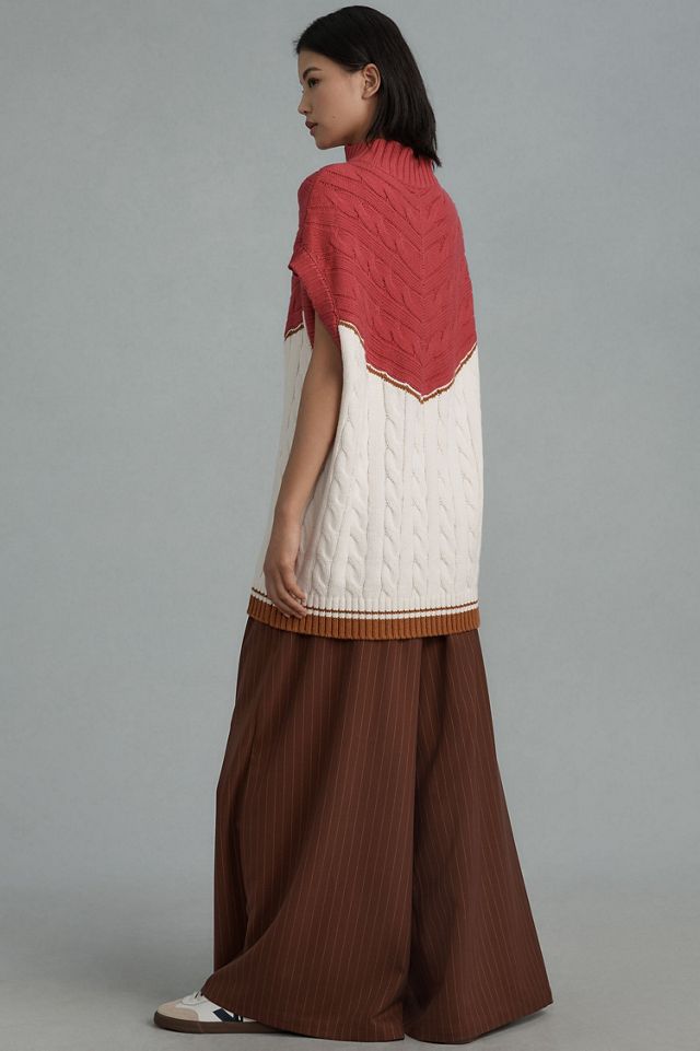 Maeve Short-Sleeve Quarter-Zip Oversized Sweater #1