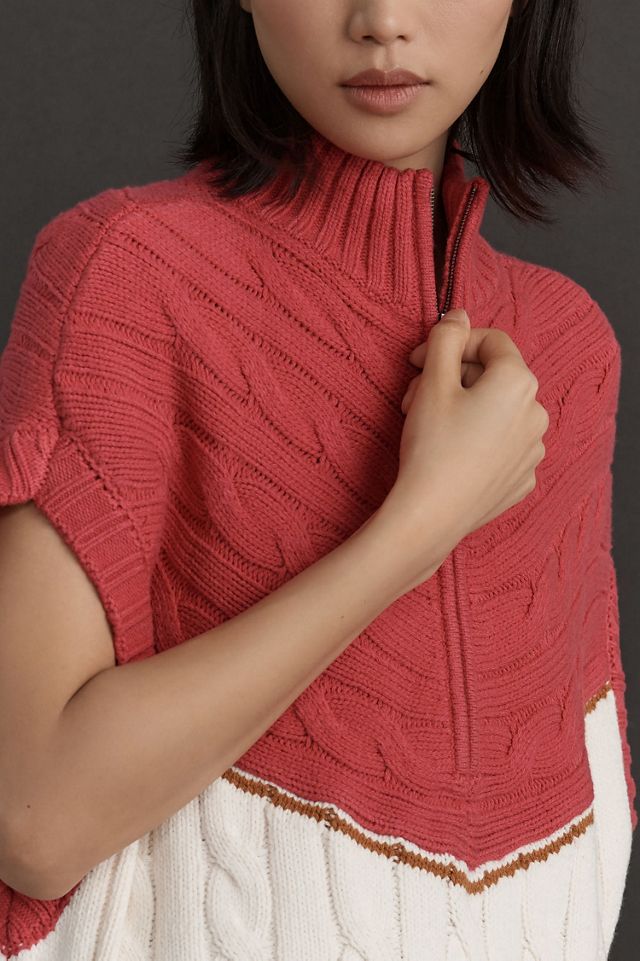 Maeve Short-Sleeve Quarter-Zip Oversized Sweater #2