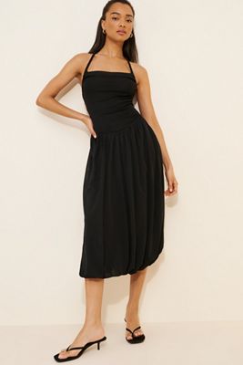 open lace back dress By Anthropologie Sleeveless Pleated Satin Midi Dress main image 1