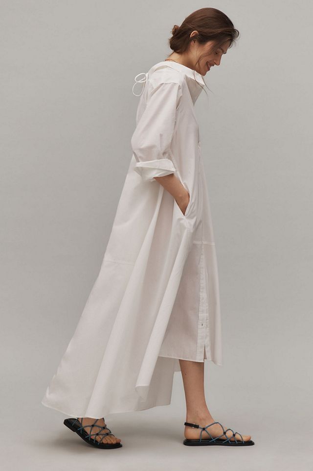 Long-Sleeve Maxi Shirt Dress #4
